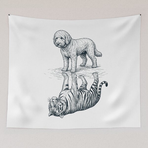 Item preview, Vintage Goldendoodle Reflection Tiger Dog Lover designed and sold by DoodleTortle.