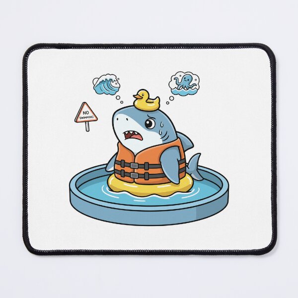 Item preview, Nervous Shark Wearing Life Jacket in Pool designed and sold by mseymo.