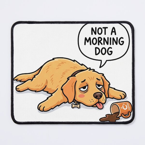 Item preview, Not a Morning Dog – Funny Lazy Puppy Coffee Lover Cartoon designed and sold by Furfolkz.