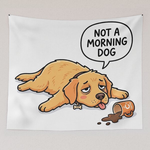 Item preview, Not a Morning Dog – Funny Lazy Puppy Coffee Lover Cartoon designed and sold by Furfolkz.