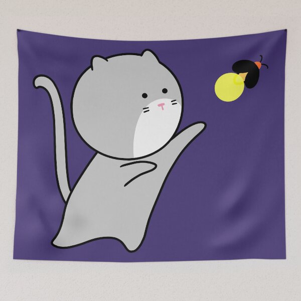 Item preview, Grey Kitten Chasing a Glowing Firefly designed and sold by ubborn.