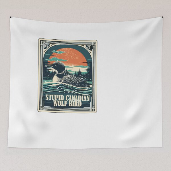 Item preview, Funny Stupid Canadian wolf bird Vintage Loon illustration designed and sold by CeliaZnx.