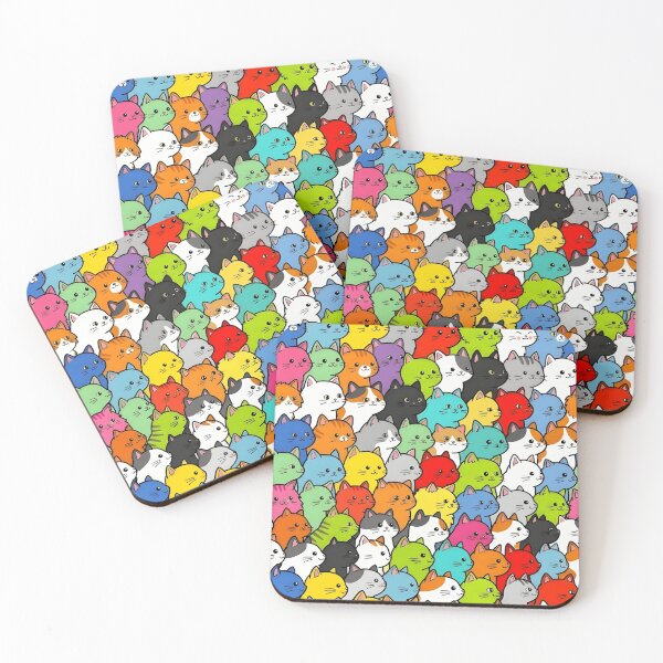 Item preview, Cat Heads Pattern - Kawaii Cats Seamless Vibrant Repeat Design designed and sold by WowDezign.