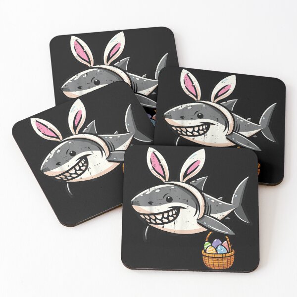 Item preview, Easter Shark Bunny Ears Basket Colorful Eggs Funny Spring Animal Art designed and sold by PhocoNibict.