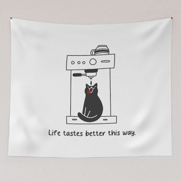 Item preview, cat drinking coffee, life tastes better this way designed and sold by notorius12.