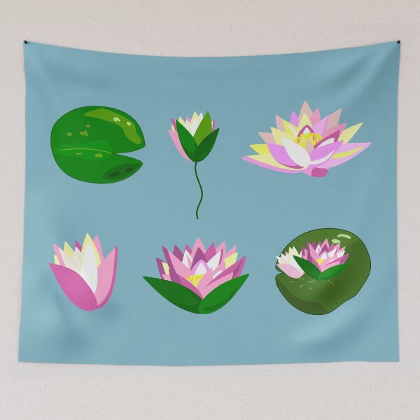 Item preview, Vector set of lotus flowers, water lilies and pond plants designed and sold by OlhaBondarenko.