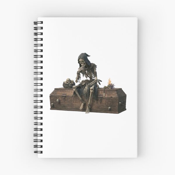 Item preview, Skeleton Thinker on Coffin - Gothic Art, Witch Illustration, Dark Humor, Macabre Illustration designed and sold by Cauldron Crafts.