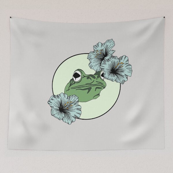 Item preview, Minimalistic frog with flowers designed and sold by Pamelarts.