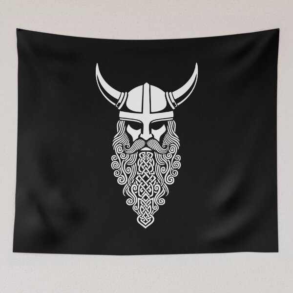 Item preview, Viking Chief Braided Beard Mascot Nordic Helmet designed and sold by PixelStudioBe.