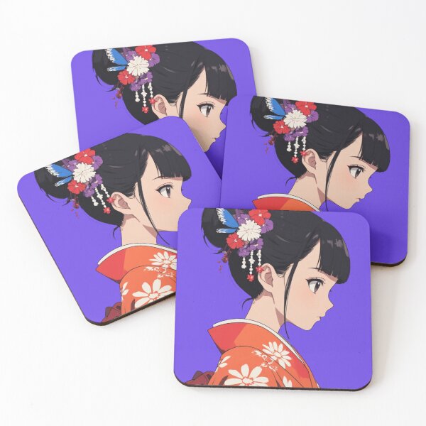 Item preview, Ethereal Blossom Bloom: Serene Crimson Kimono & Butterfly Kanzashi designed and sold by Jimakmo.