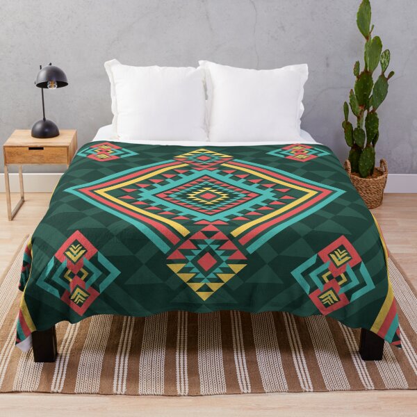 Item preview, Ethnic Diamond Pattern in Dark Green and Red designed and sold by PowerAntShop.