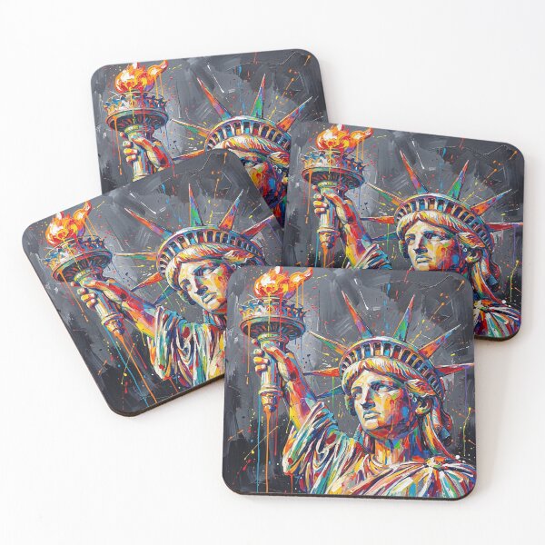 Item preview, Statue of Liberty Abstract Splatter Art – Colourful Modern Painting Design designed and sold by Printpix.