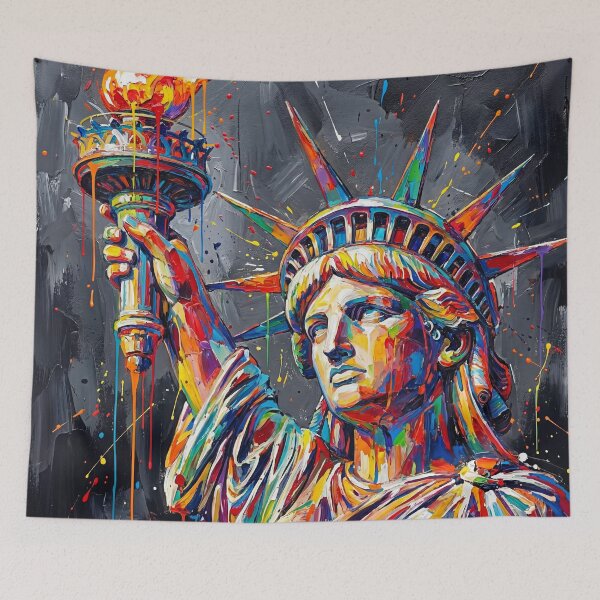 Item preview, Statue of Liberty Abstract Splatter Art – Colourful Modern Painting Design designed and sold by Printpix.