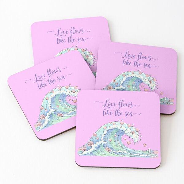 Item preview, Love Flows Like the Sea – Ocean Wave with Hearts and Flowers designed and sold by Sea Gem.