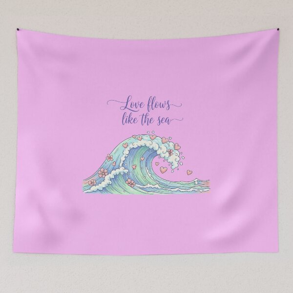 Item preview, Love Flows Like the Sea – Ocean Wave with Hearts and Flowers designed and sold by Sea Gem.