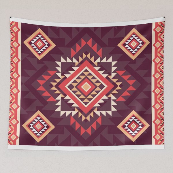 Item preview, Vintage Aztec Style Pattern in Warm Red Palette designed and sold by PowerAntShop.