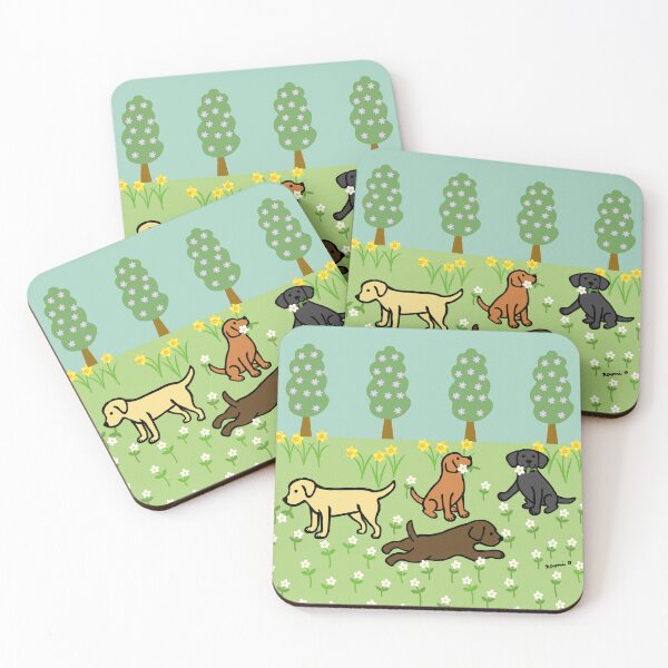 Item preview, Four Labradors in Spring designed and sold by HappyLabradors.