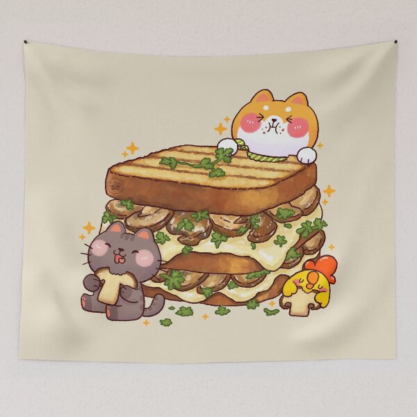 Item preview, Cute Mushroom Sandwich with Tiny Animal Friends designed and sold by NasDoodleArt.