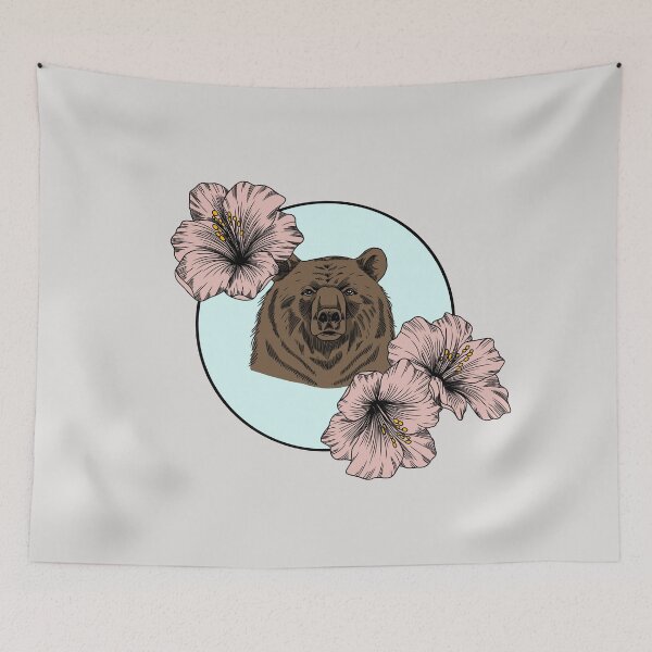 Item preview, Minimalistic bear with flowers designed and sold by Pamelarts.
