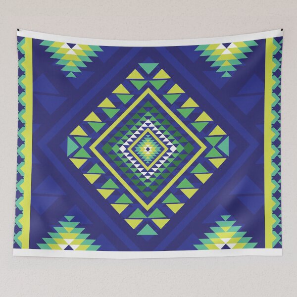 Item preview, Modern Tribal Pattern in Blue and Green Tones designed and sold by PowerAntShop.