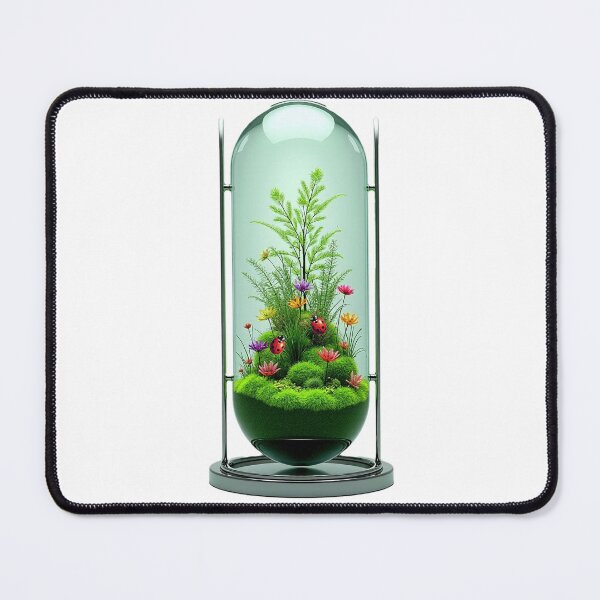 Item preview, The Glowing Biosphere – Crystal Capsule with Emerald Moss and Neon Flora designed and sold by GreenDreamArt.