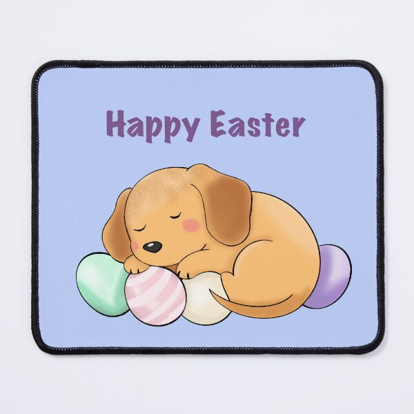 Item preview, Happy Easter Sleeping Dachshund on Pastel Eggs designed and sold by iPrintPaws.