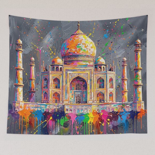 Item preview, Taj Mahal Abstract Splatter Art – Colourful Modern Painting Design designed and sold by Printpix.