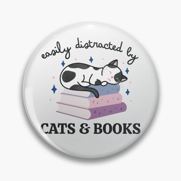 Item preview, Easily Distracted By Cats And Books Cute Bookish Black and White Cat designed and sold by winterpumpkin.