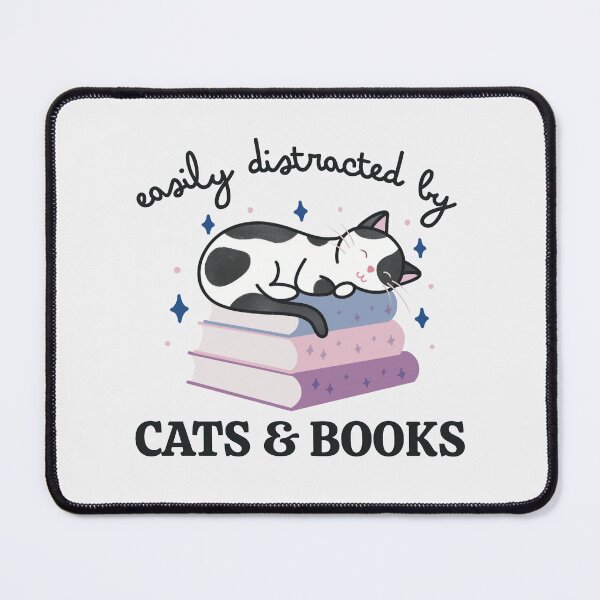 Item preview, Easily Distracted By Cats And Books Cute Bookish Black and White Cat designed and sold by winterpumpkin.