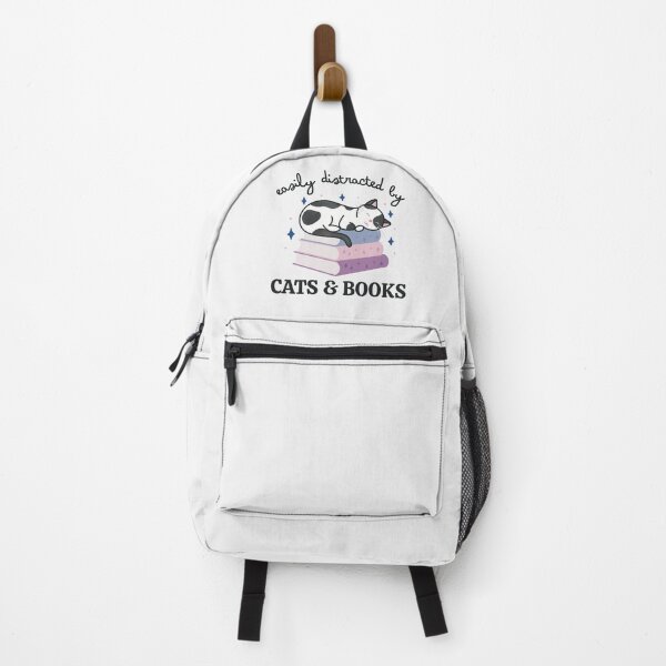 Item preview, Easily Distracted By Cats And Books Cute Bookish Black and White Cat designed and sold by winterpumpkin.