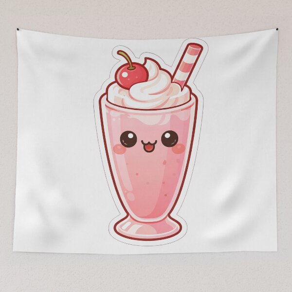 Item preview, Cute Kawaii Strawberry Milkshake Retro Diner Sticker designed and sold by DesignEG.