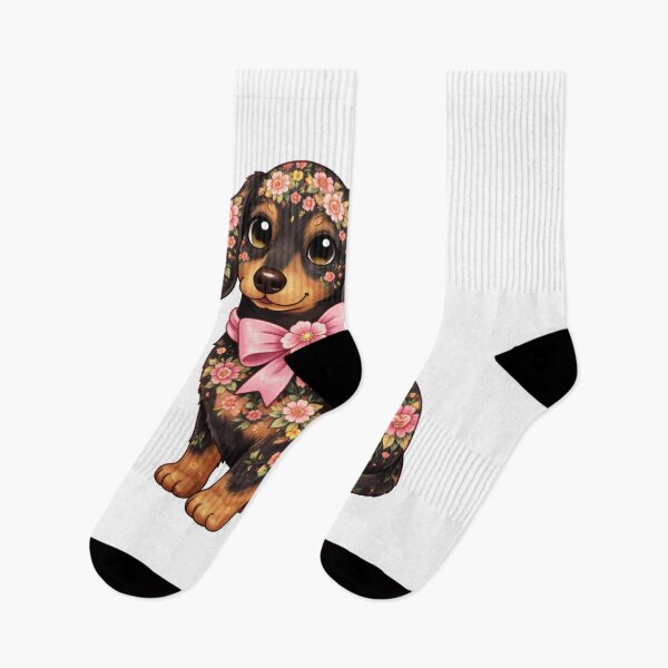 Item preview, Cute Floral Dachshund Puppy Kawaii Dog Design designed and sold by PlynGraphics.