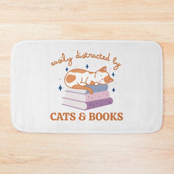 Item preview, Easily Distracted By Cats And Books Cute Bookish Orange and White Cat designed and sold by winterpumpkin.