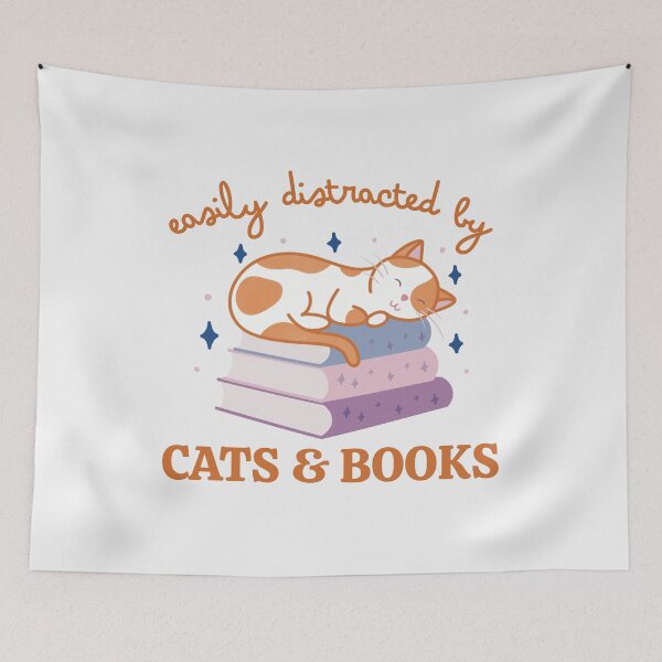 Item preview, Easily Distracted By Cats And Books Cute Bookish Orange and White Cat designed and sold by winterpumpkin.