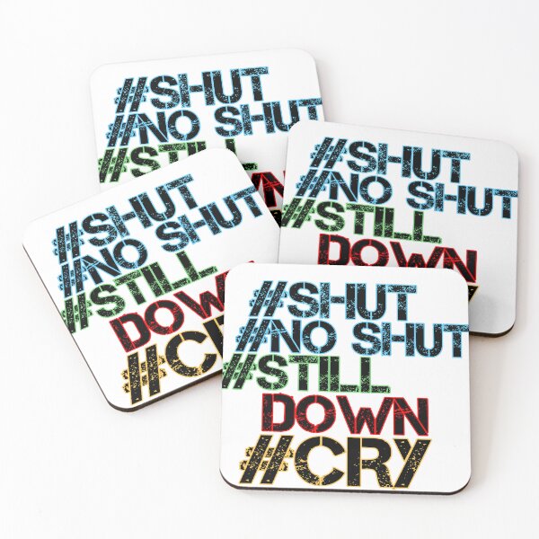 Item preview, Neon Grunge Text "#SHUT #NO SHUT #STILL DOWN #CRY" - Bold Meme Graphic Print designed and sold by DesignArtist.ia.