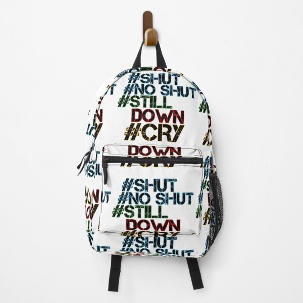 Item preview, Neon Grunge Text "#SHUT #NO SHUT #STILL DOWN #CRY" - Bold Meme Graphic Print designed and sold by DesignArtist.ia.