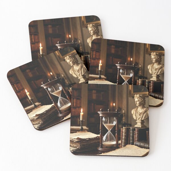 Item preview, Philosopher Desk Hourglass — Dark Academia Time and Thought Art designed and sold by semenol.