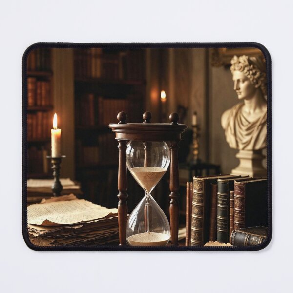 Item preview, Philosopher Desk Hourglass — Dark Academia Time and Thought Art designed and sold by semenol.