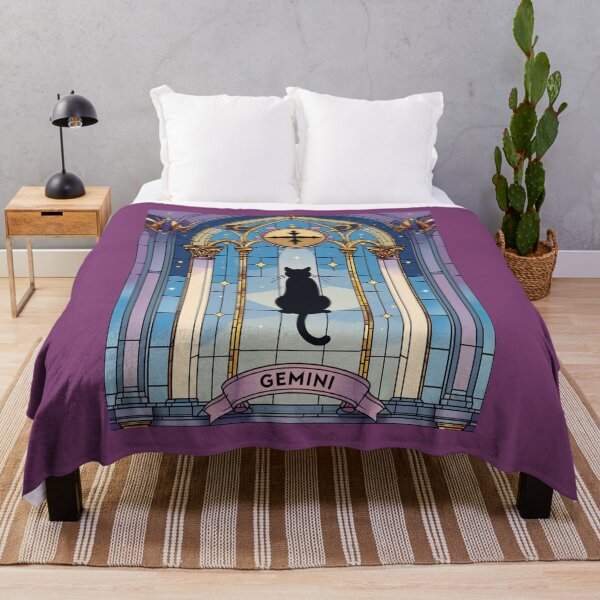 Item preview, Gemini Zodiac Black Cat Stained Glass Art designed and sold by Siriusvibes.