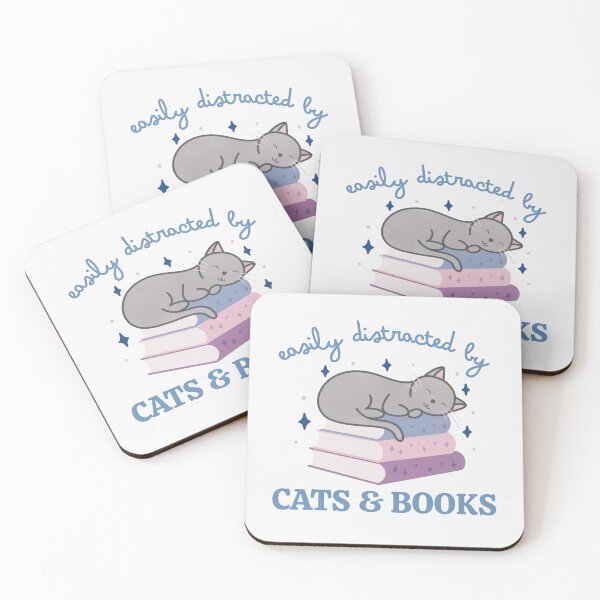 Item preview, Easily Distracted By Cats And Books Cute Bookish Grey Cat designed and sold by winterpumpkin.