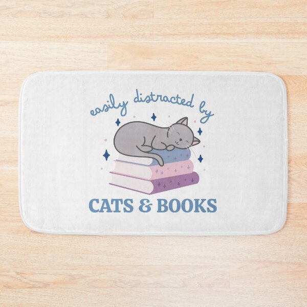 Item preview, Easily Distracted By Cats And Books Cute Bookish Grey Cat designed and sold by winterpumpkin.