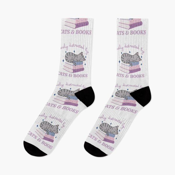 Item preview, Easily Distracted By Cats And Books Cute Bookish Grey Striped Cat designed and sold by winterpumpkin.