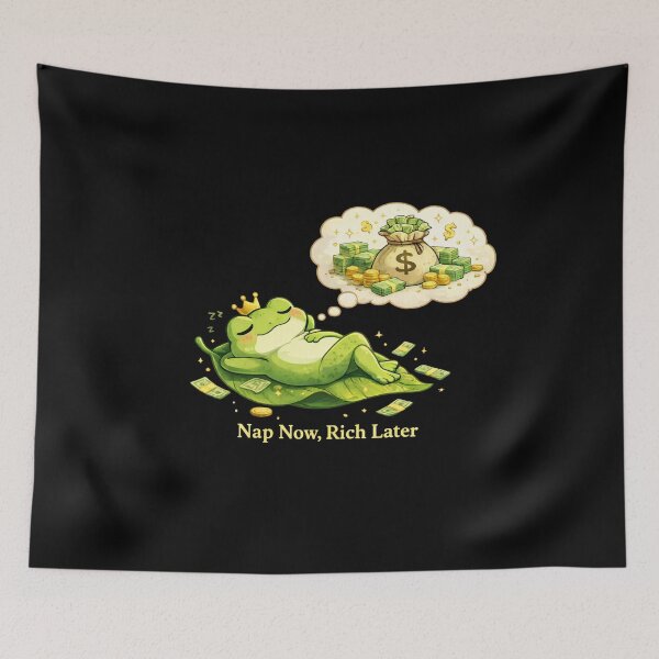 Item preview, Nap Now Rich Later Funny Frog Money Quote designed and sold by PlynGraphics.