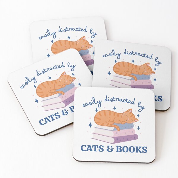 Item preview, Easily Distracted By Cats And Books Cute Bookish Striped Orange Cat designed and sold by winterpumpkin.