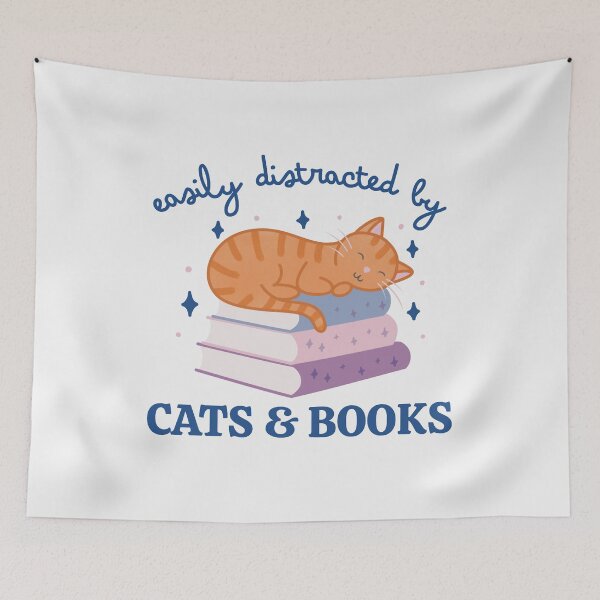 Item preview, Easily Distracted By Cats And Books Cute Bookish Striped Orange Cat designed and sold by winterpumpkin.