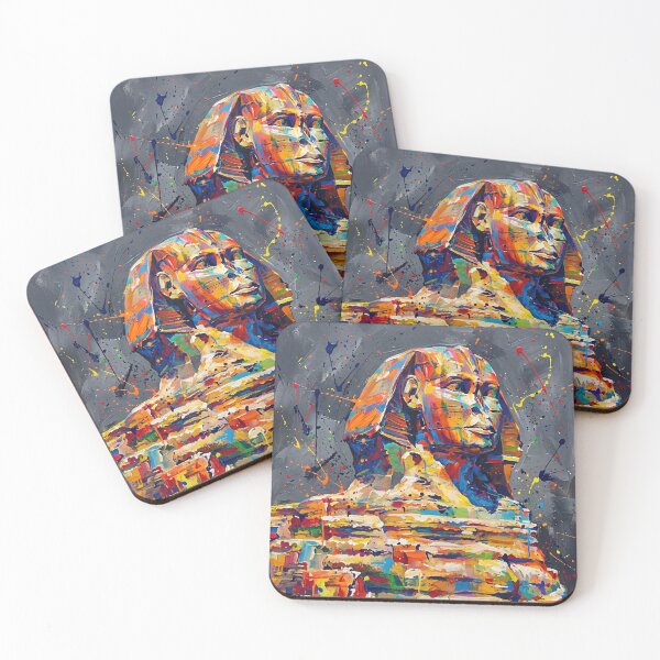 Item preview, Sphinx of Giza Abstract Art – Colourful Modern Splatter Painting designed and sold by Printpix.