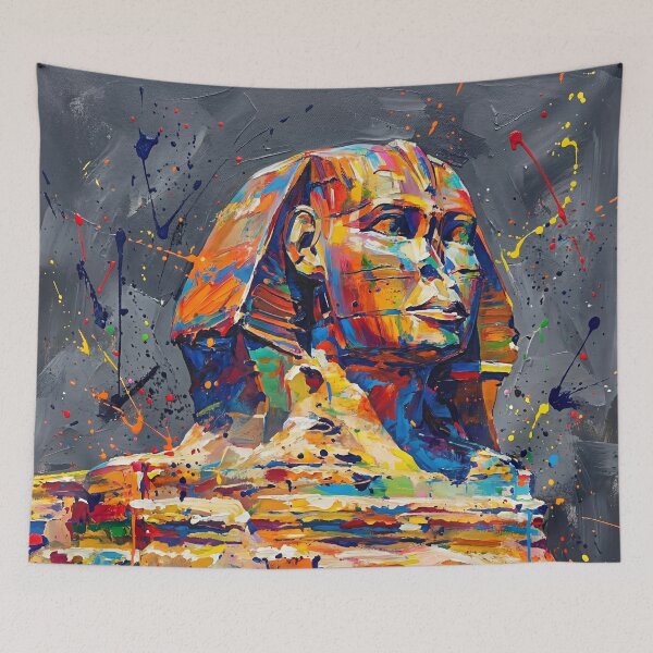 Item preview, Sphinx of Giza Abstract Art – Colourful Modern Splatter Painting designed and sold by Printpix.