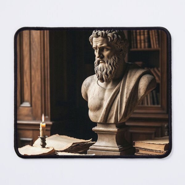 Item preview, Marble Thinker Bust with Scrolls — Classical Philosophy Art designed and sold by semenol.
