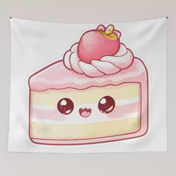 Item preview, Cute Kawaii Cake Slice Strawberry Birthday Sticker designed and sold by DesignEG.