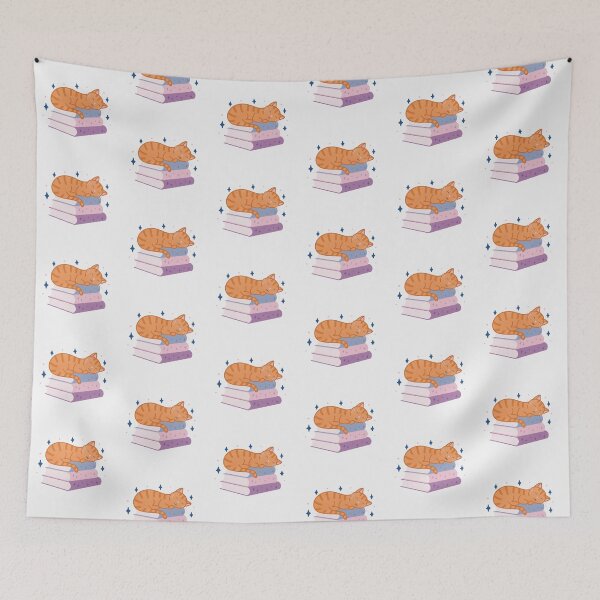 Item preview, Cute Orange Striped Cat on a Stack of Books designed and sold by winterpumpkin.